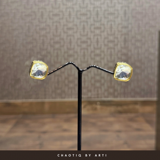 Shaha gold and polki stud earrings