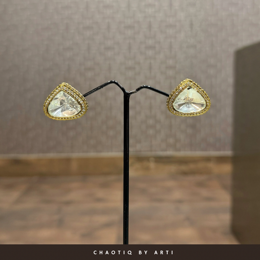 Zeba gold and polki stud earrings