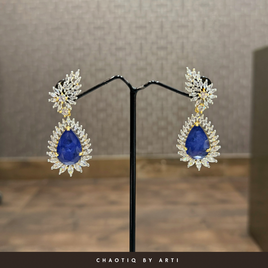 Mihira Diamond Drop Earrings with Sapphire Stone