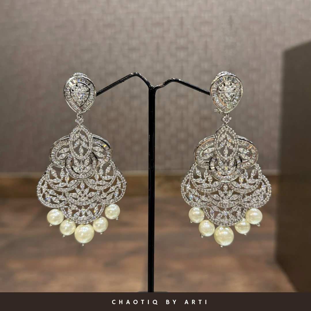 Naira Long Oversized Diamond Earrings