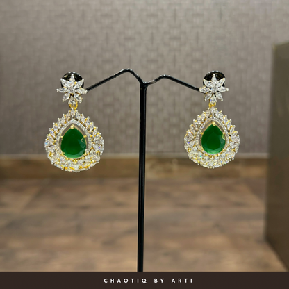 Elina Diamond and Emerald Earrings