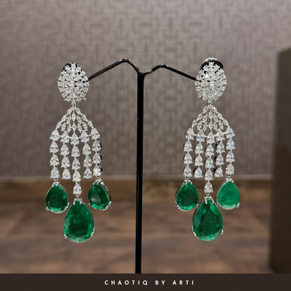 Aisha emerald diamond tassels and drops