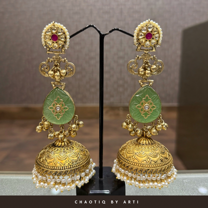 Suhana long gold plated jhumka earrings