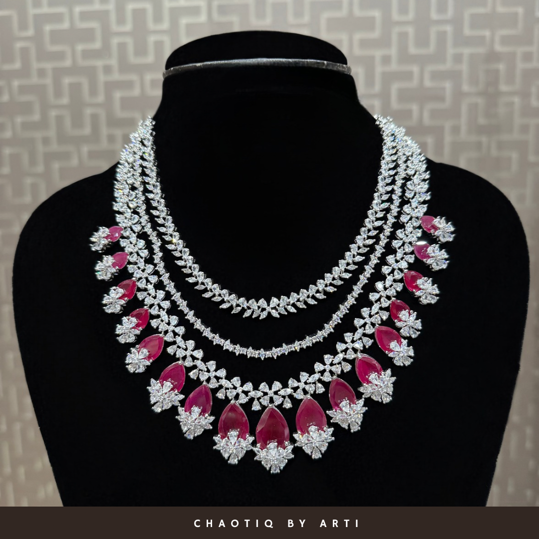 Vamika Ruby & Diamond Layered Necklace Set