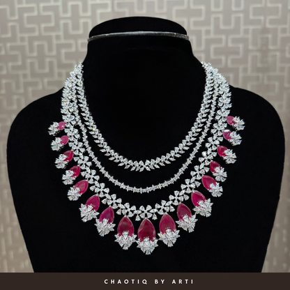 Vamika Ruby & Diamond Layered Necklace Set