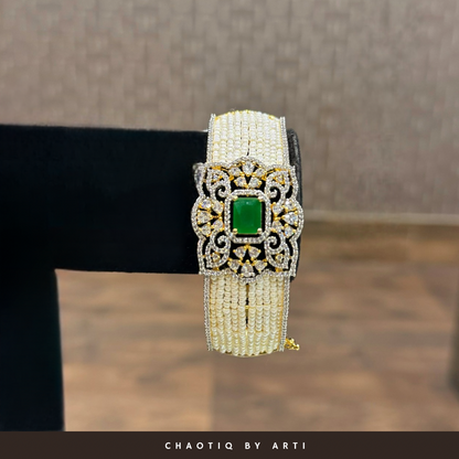 Zenia Diamond and Pearl studded bracelet