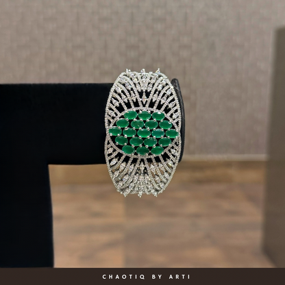 Aaliyah diamond and emerald studded bracelet