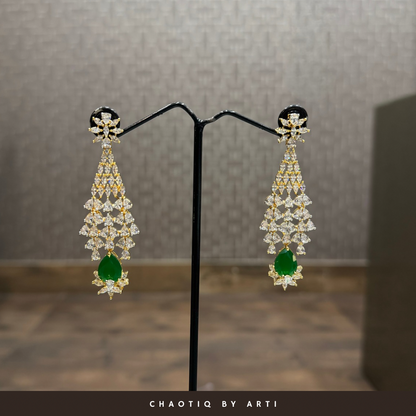Annamika diamond and emerald studded layered necklace set
