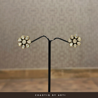 Maira flower polki stud earrings