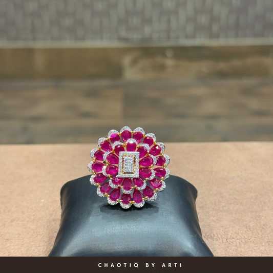 Scarlet Orchid Cocktail Ring