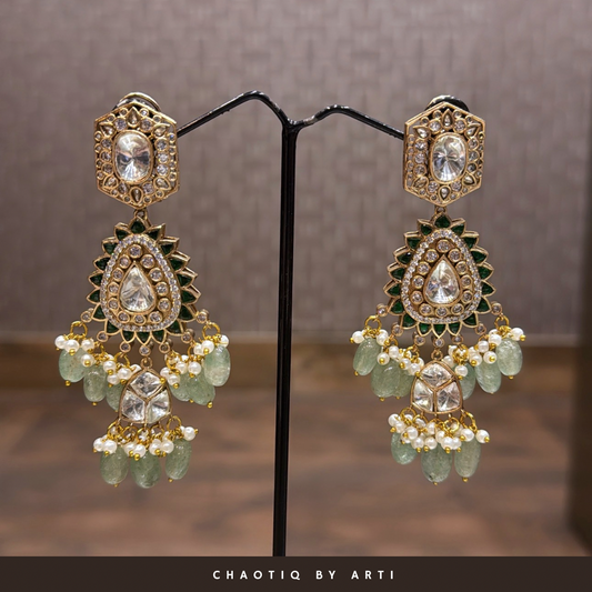 Neesa Polki and Pearl Earrings