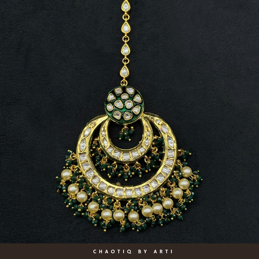 Sobitha Gold plated polki and pearl maangtikka