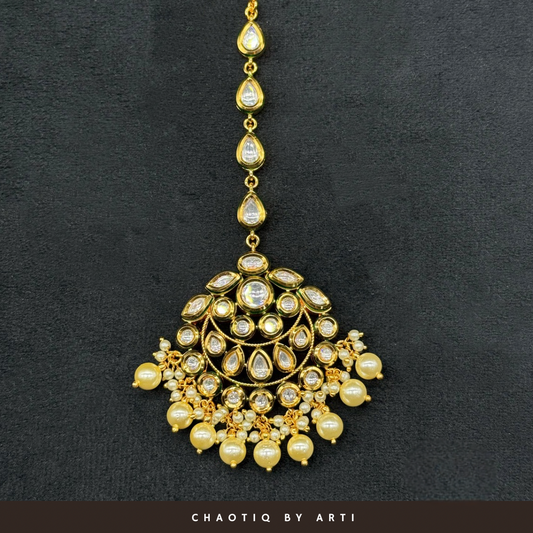 Anaha Gold plated polki and pearl maangtikka