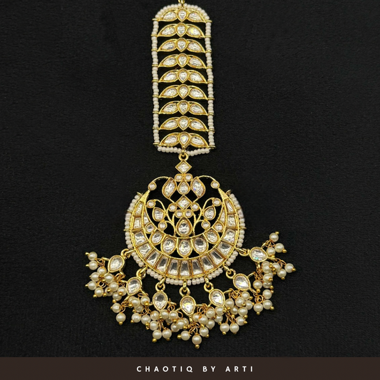 Chandni Gold plated polki and pearl maangtikka