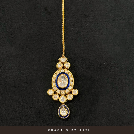 Adah handpainted polki maangtikka
