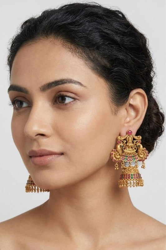 Adah Gold Jhumka Earrings