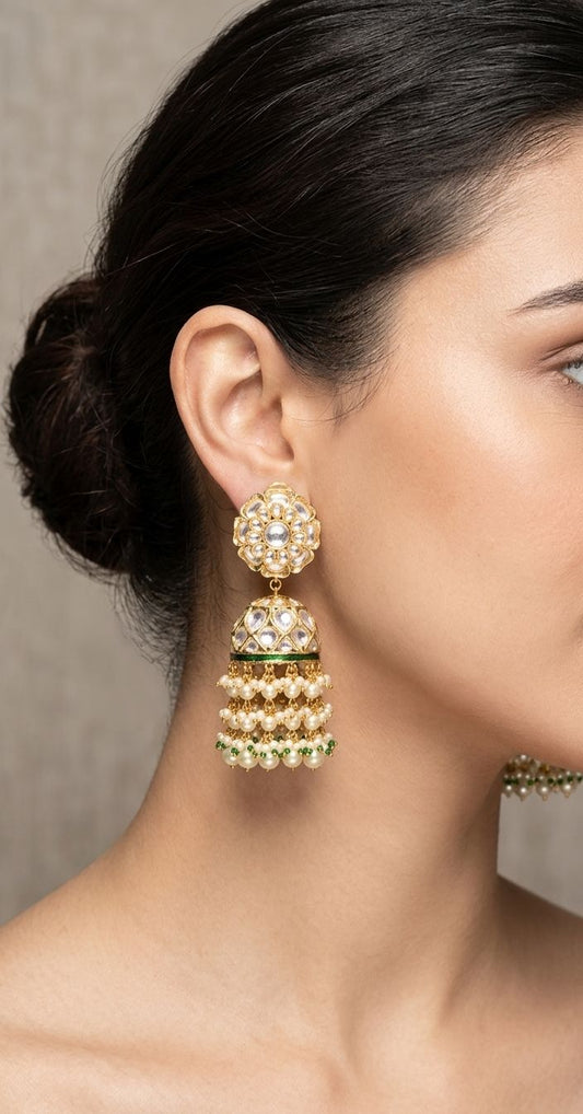 Noor Flower Top Polki Jhumkas
