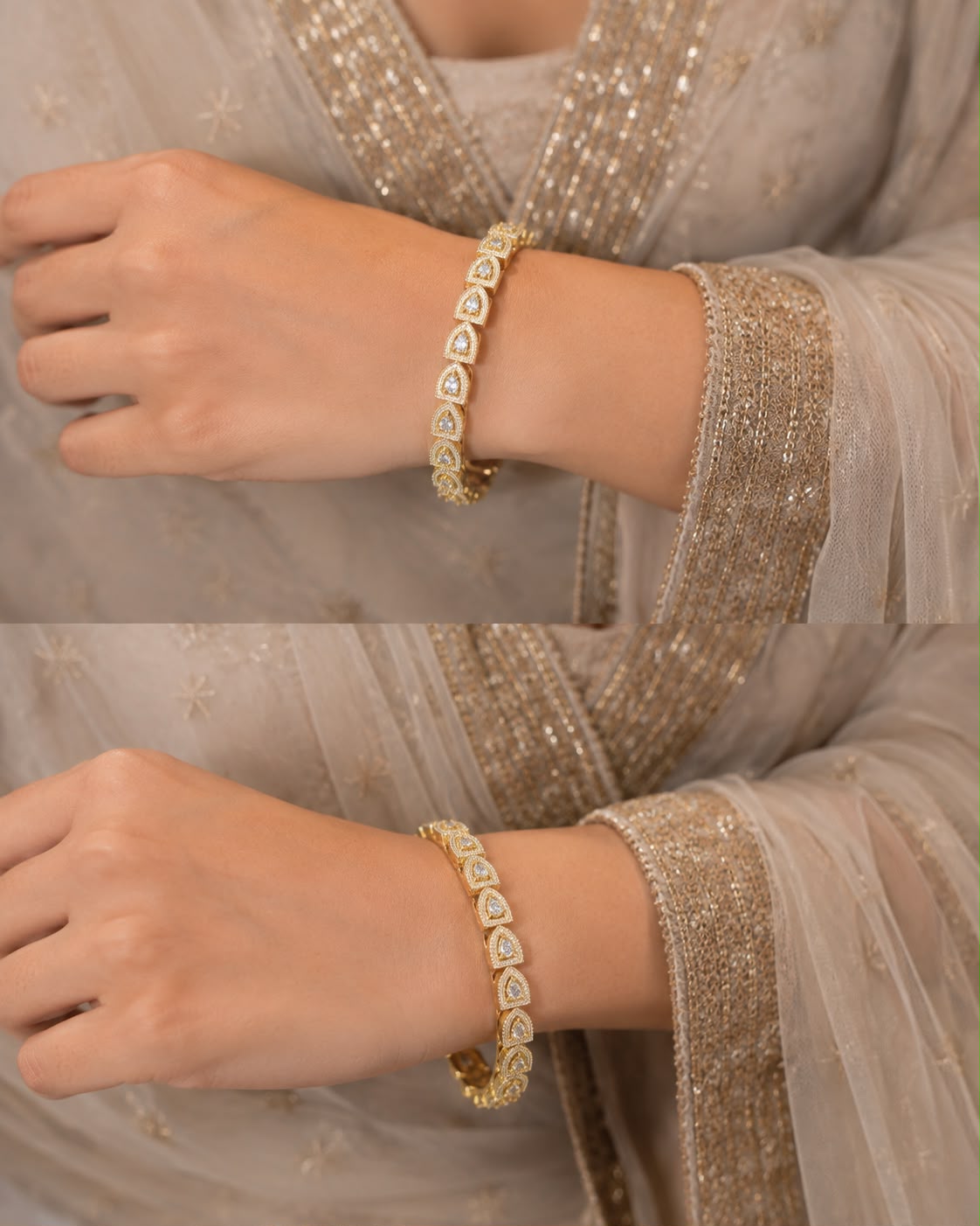diamond studded bangle set