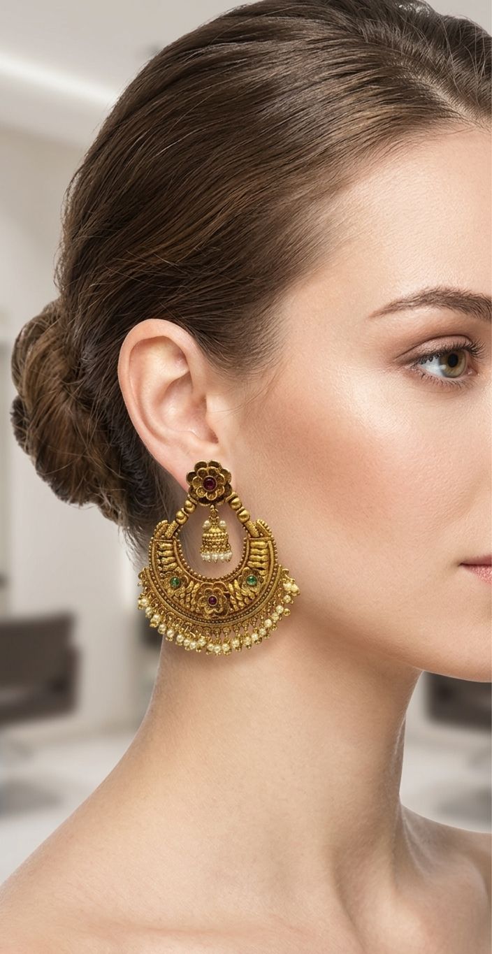 Vedahi Gold Plated Chandbali