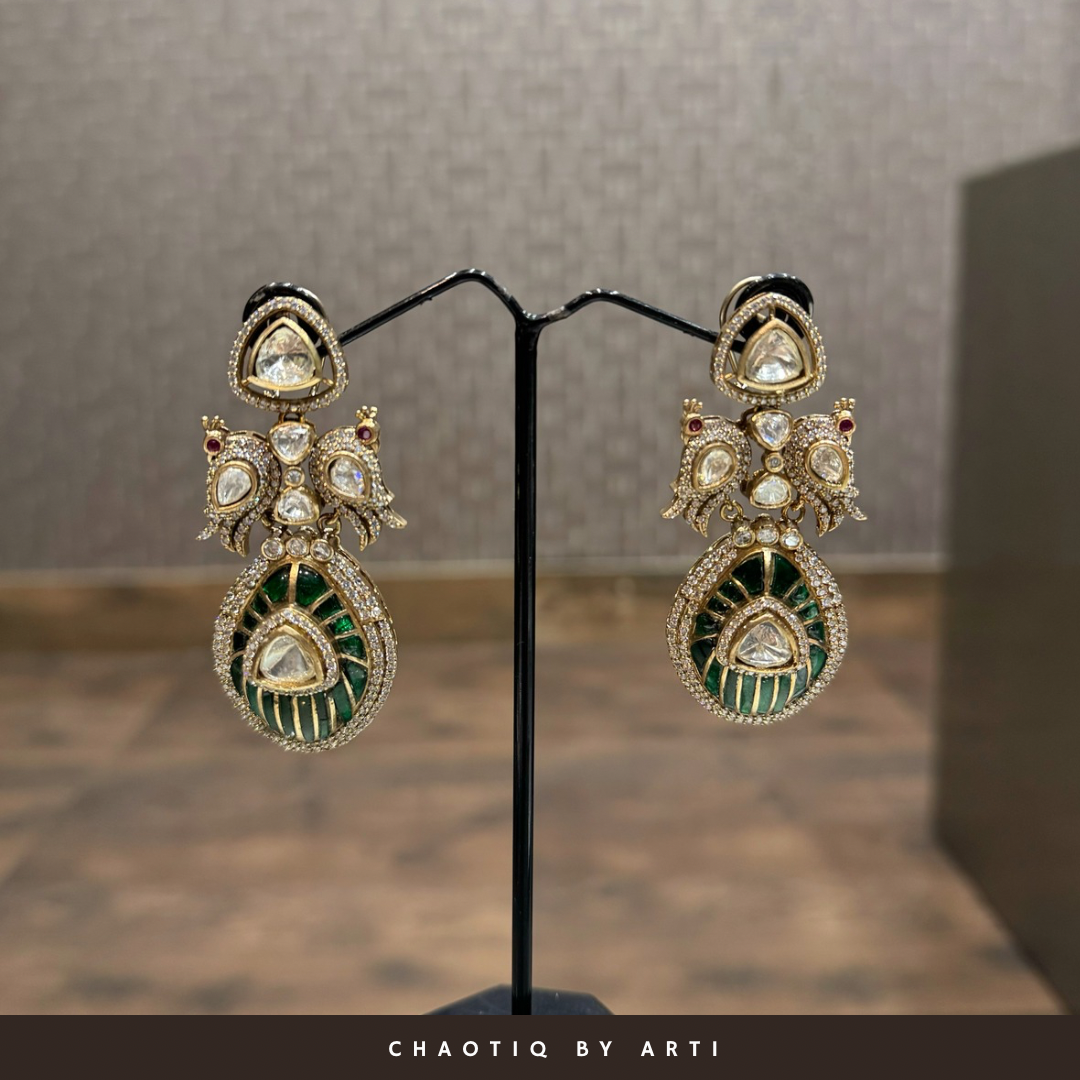 Farida Meenakari and Polki Statement Earrings