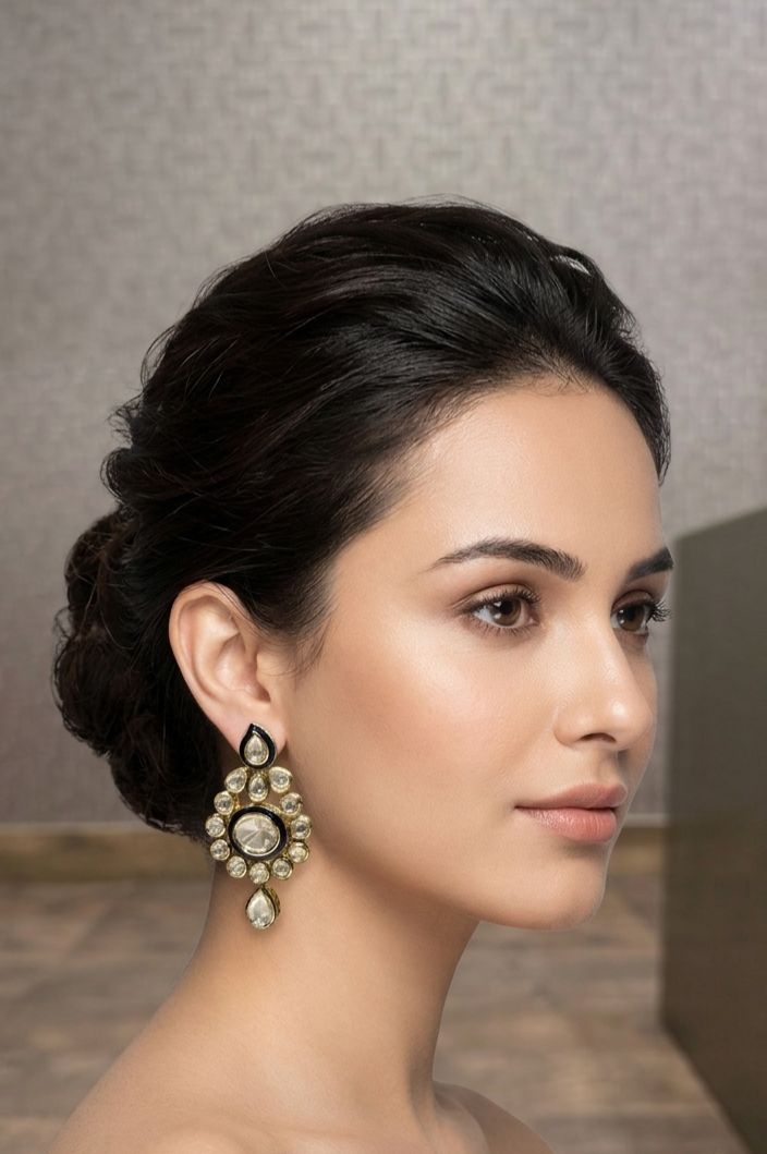 Amina Polki and Meenakari Earrings