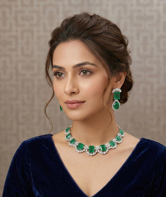 Anaha Emerald and diamond necklace set