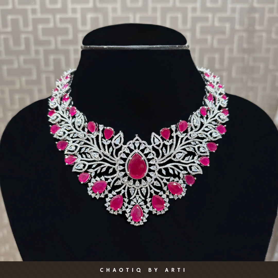 Tamana Ruby and Diamond Necklace set