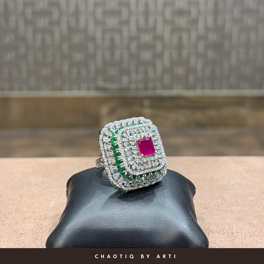 Crimson Ivy Cocktail Ring