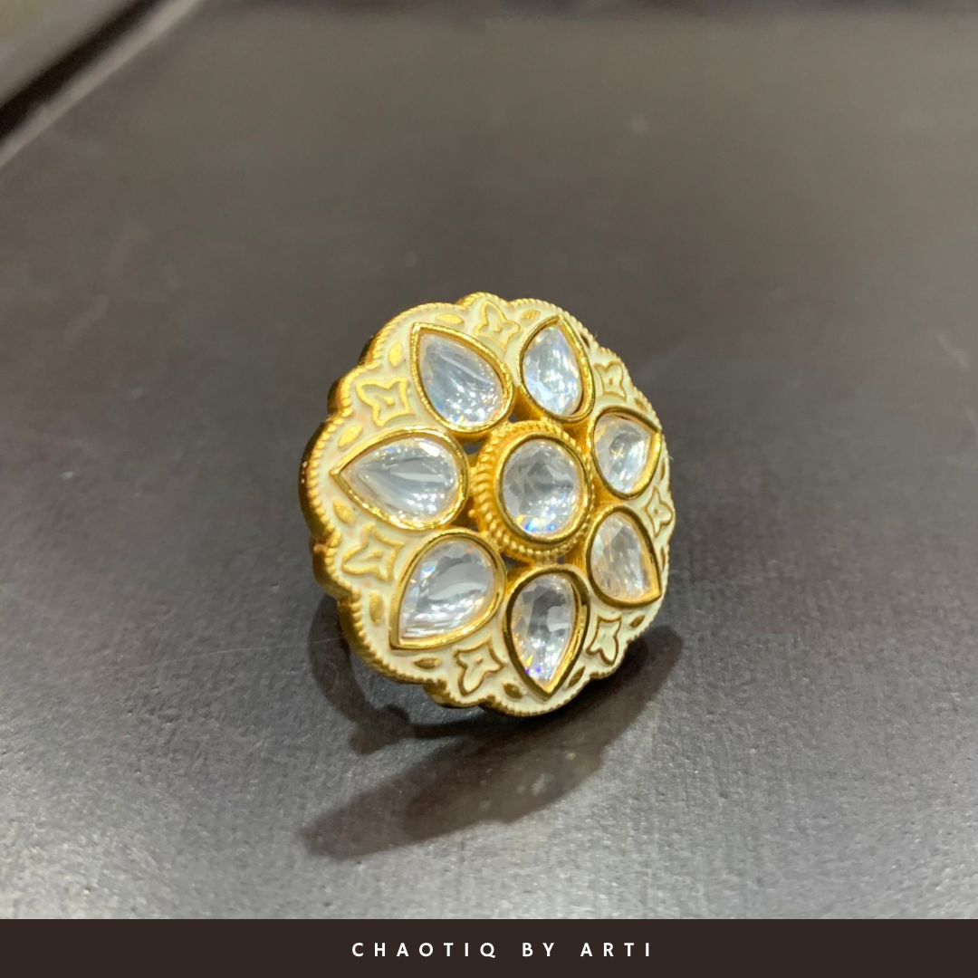 Naseem meenakari polki ring