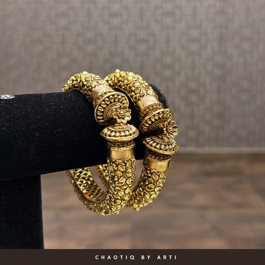 Tara gold plated temple bangles