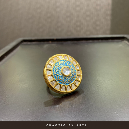 Sasha meenakari and polki ring
