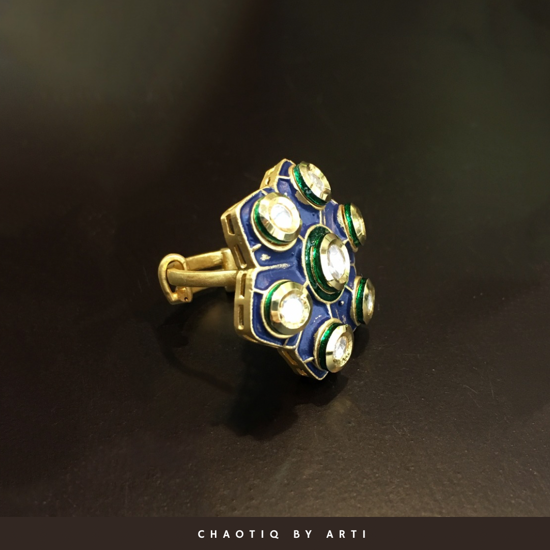 Sasha polki and meenakri ring