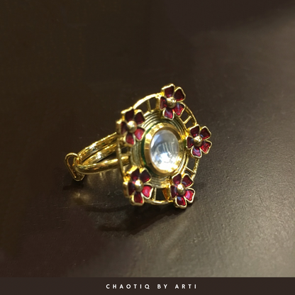 Naseem meenakari flower hued ring