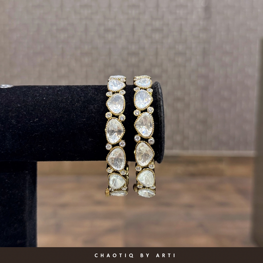 Gold plated handcrafted polki bangles