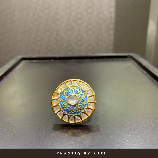 Sasha meenakari and polki ring