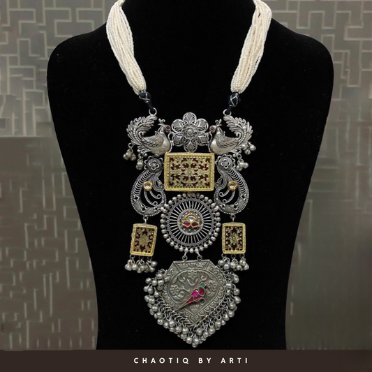 Falguni Long Handcrafted Oxidised Necklace Set