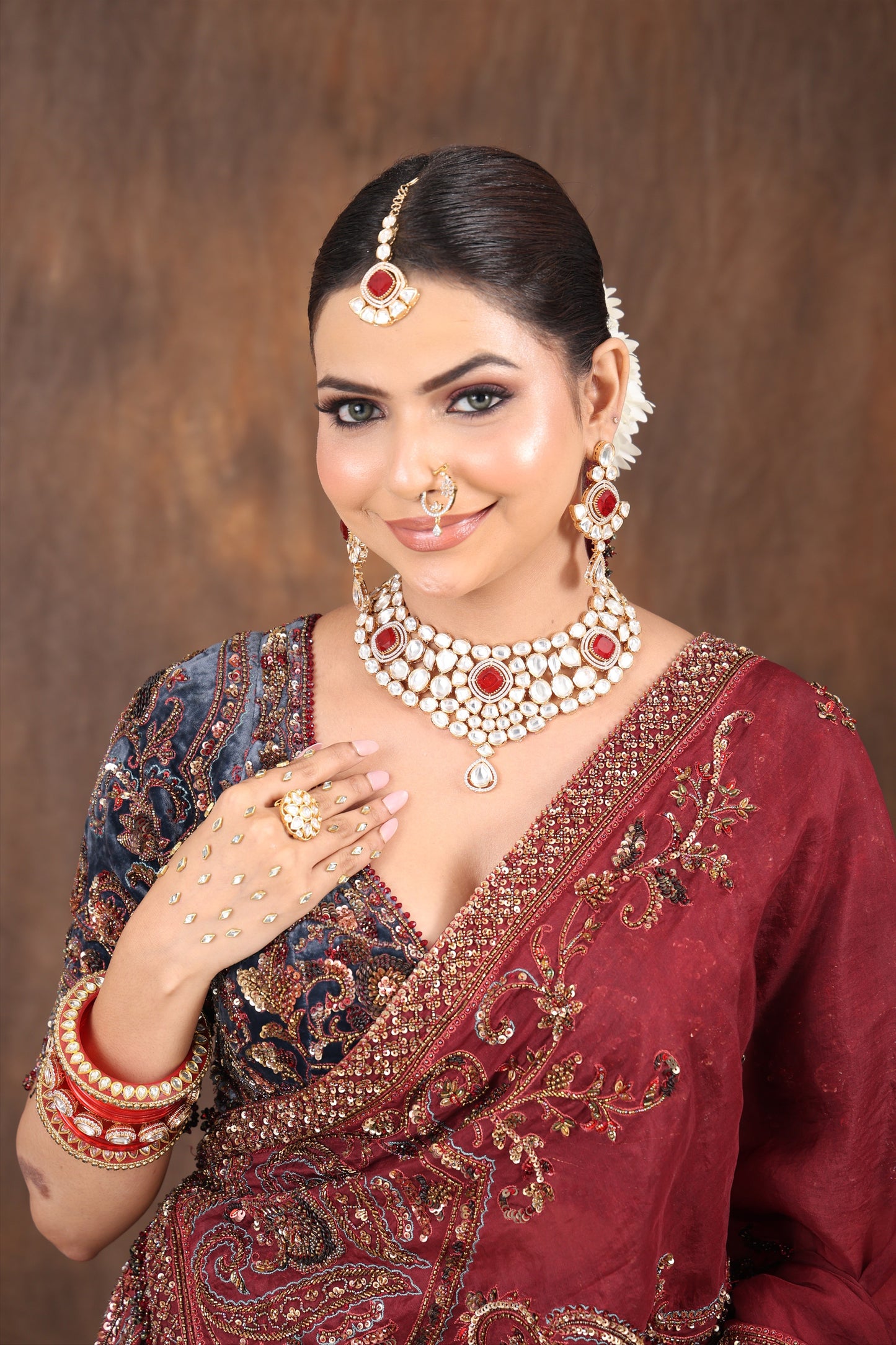 Naaz polki and ruby necklace set
