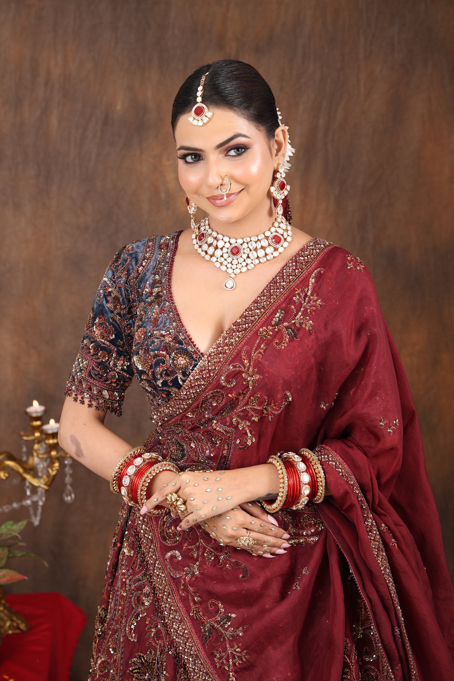 Naaz polki and ruby necklace set
