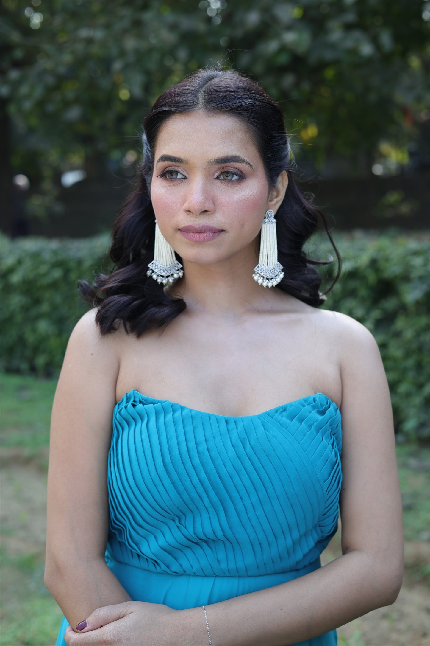 Noor diamond earrings with pearls