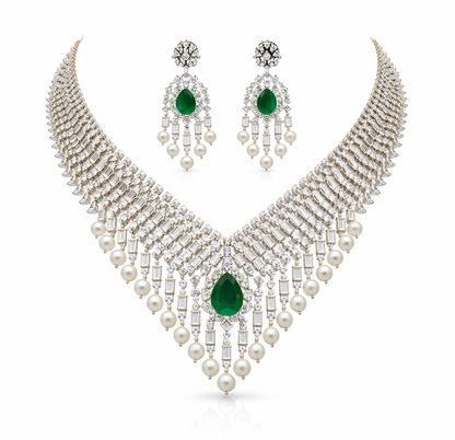 Amreen Diamonds and Emeralds Necklace set