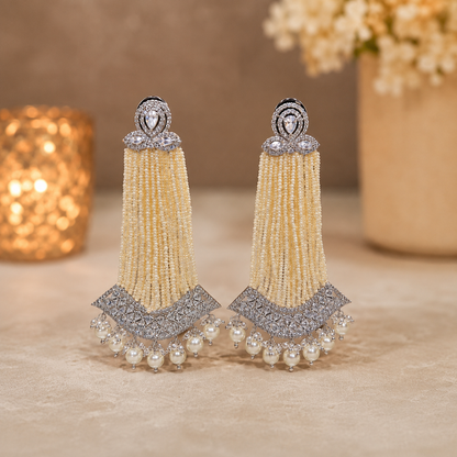 Noor diamond earrings with pearls