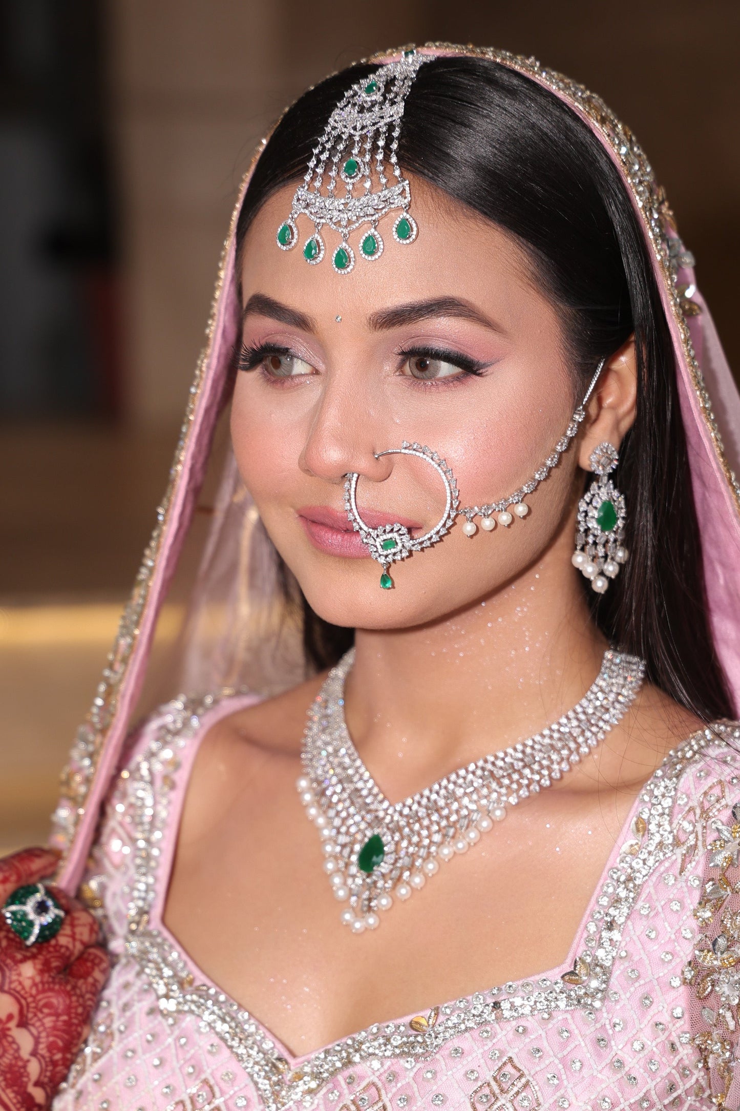 Amreen Diamonds and Emeralds Necklace set