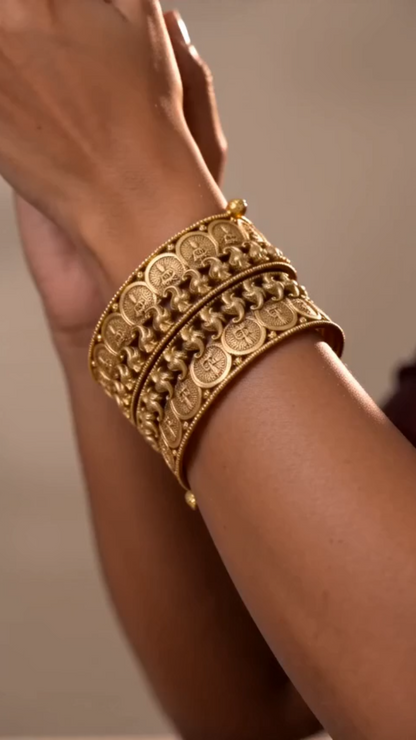 Tara gold coin plated temple bangles