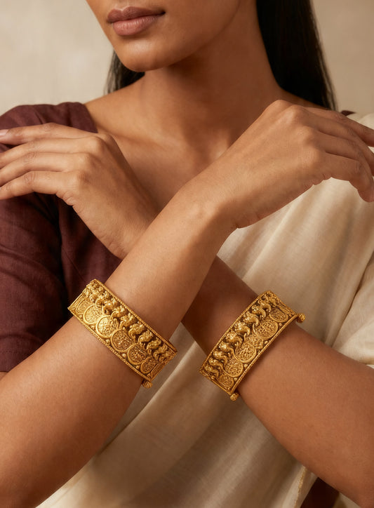 Tara gold coin plated temple bangles