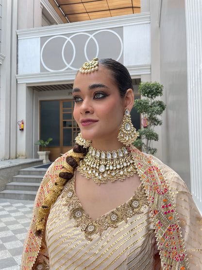Maharani gold plated necklace set with pearls