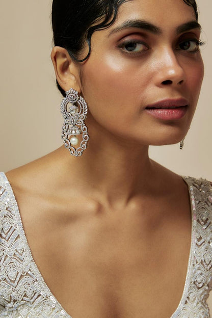 Dual circular shaped diamond studded earrings