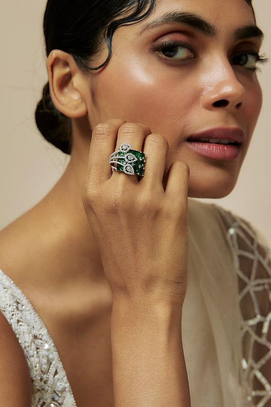 Green Sapphire diamond ring