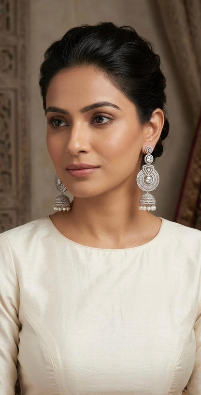 Rosha Diamond and Pearl Earrings