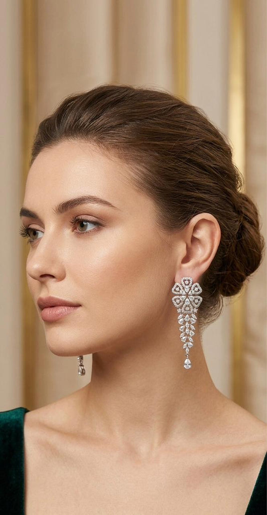Gul Flower Top Diamond Danglers