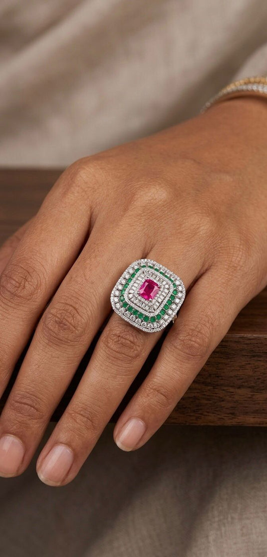 Crimson Ivy Cocktail Ring